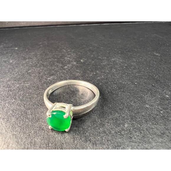 Green onyx sterling silver solitaire ring size 9 - Picture 5 of 15